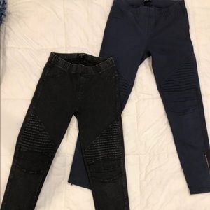 Denim moto style legging